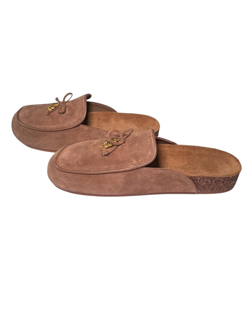 Tory Burch Charm Mule Suede Slides River Rock Size 7 NIB - Picture 6 of 8